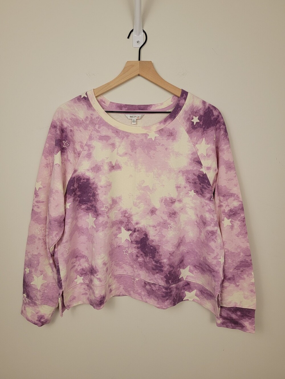Wildfox Purple Tie Dye Star Print Lightweight Crewneck Sweatshirt Medium